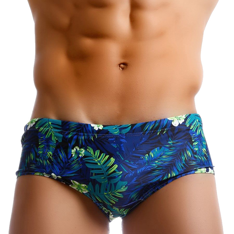 Pouch Boxer Pouch - ชุดว่ายน้ําเซ็กซี่ชายชุดว่ายน้ําว่ายน้ํากางเกงนักมวย Surf Board กางเกงขาสั้นบิกินี่ Leaf เกย์กระเป๋าชุดว่ายน้ํากางเกง