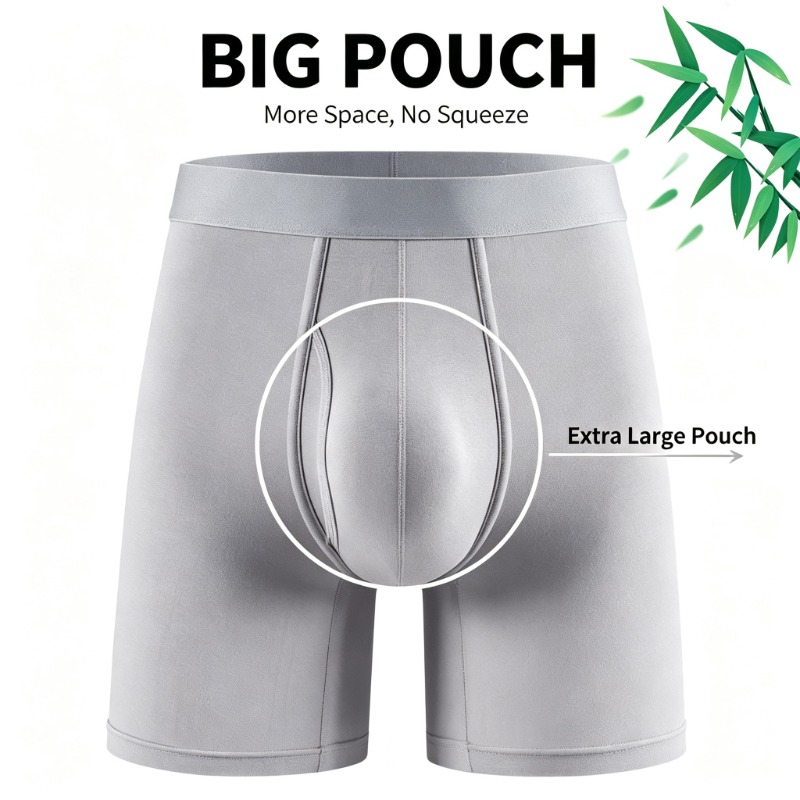 Bamboo Fiber Trunk - กางเกงบ็อกเซอร์ชาย Big Pouch ผลิตจากใยไผ่ ระบายอากาศได้ดี มีช่องเปิดด้านหน้า