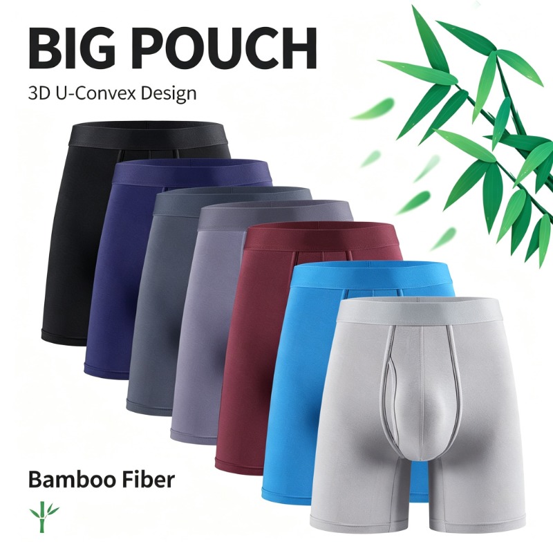 Bamboo Fiber Trunk - กางเกงบ็อกเซอร์ชายผ้าใยไผ่ ระบายอากาศได้ดี กางเกงชั้นในชายแบบมีกระเป๋า กางเกงกีฬาเอวกลาง เนื้อผ้านุ่ม ระบายความชื้น