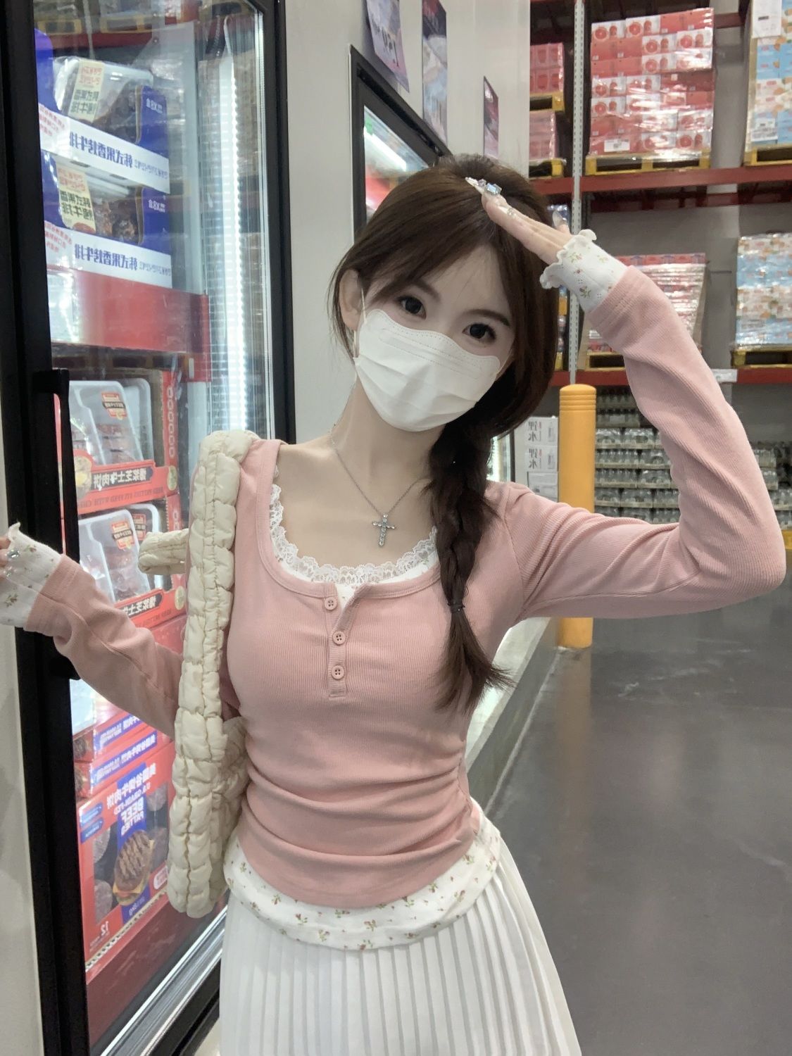 เสื้อยืดแขนยาวคอกลมลายดอกไม้สี - Undershirt Crew Neck บทวิจารณ์และราคา
