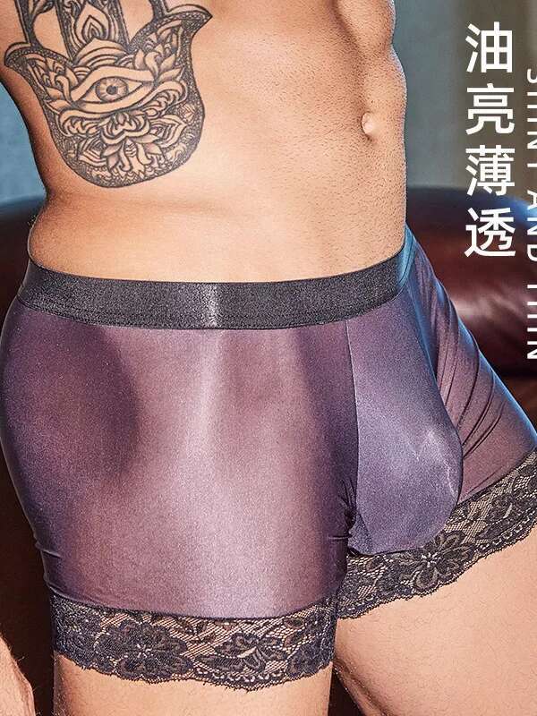 กางเกงนักมวยชายน้ํามันเงา Shee - Pouch Boxer Pouch บทวิจารณ์และราคา
